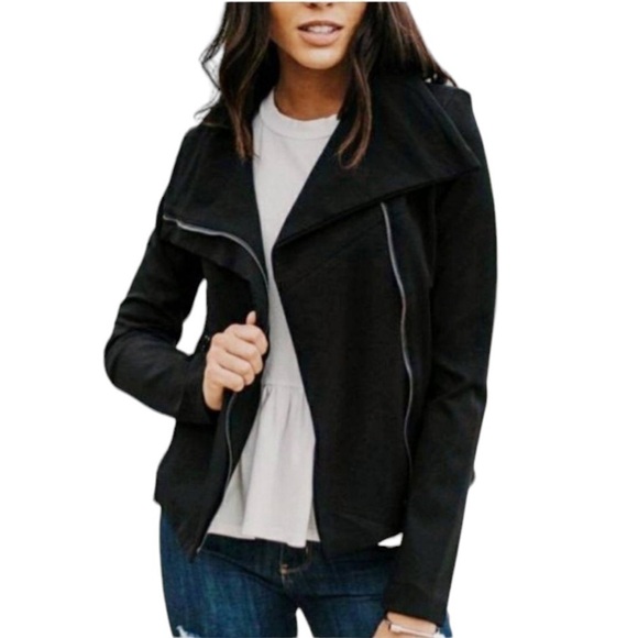 BLANK NYC Scuba Knit Moto Jacket. Revolve. Rayon Spandex Black Size M #926 - Picture 1 of 10